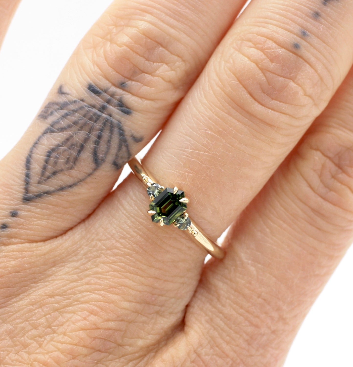 Empire Australian Green Sapphire Hex Ring