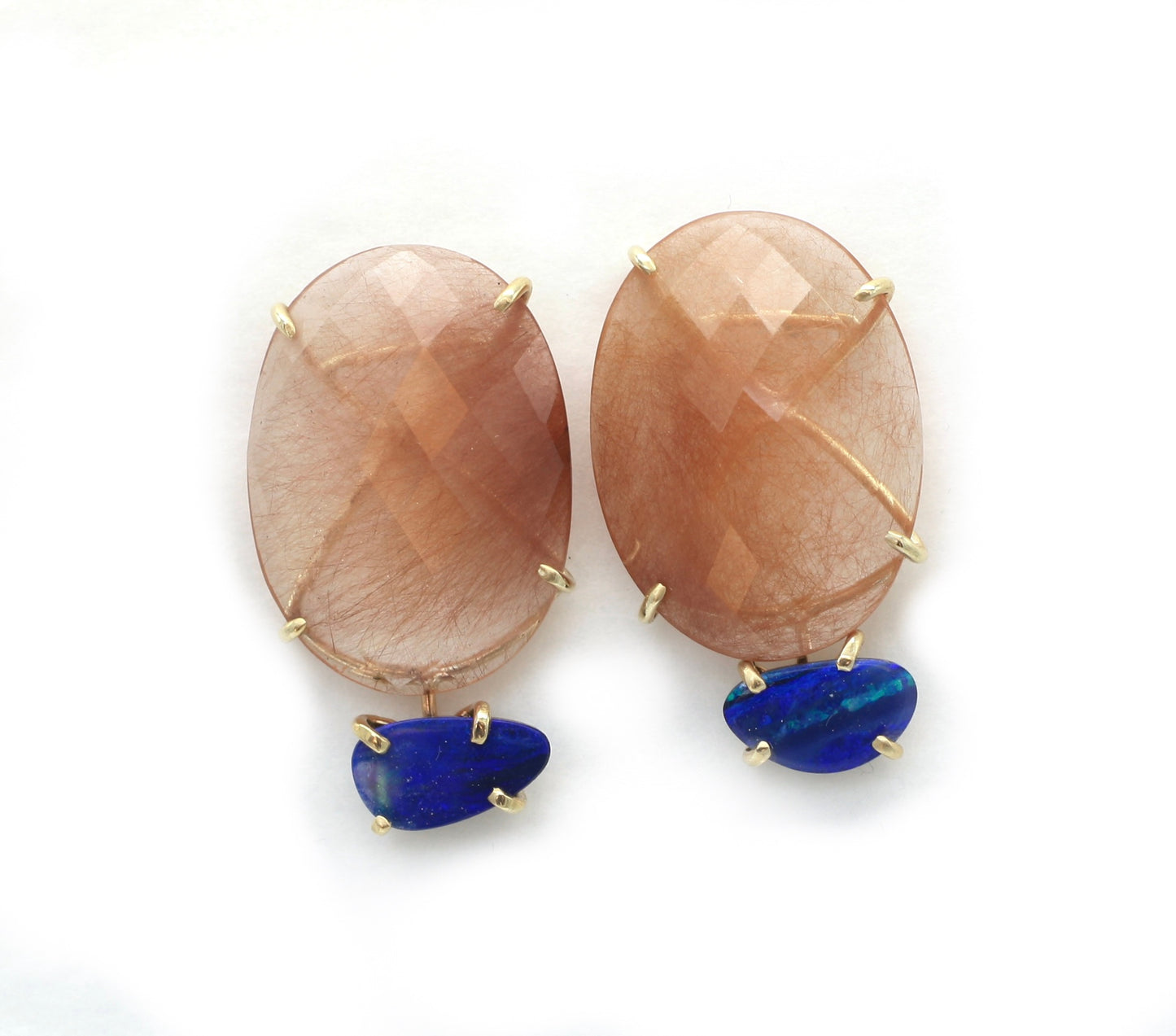 Regiis Rutilated Quartz and Opal Studs