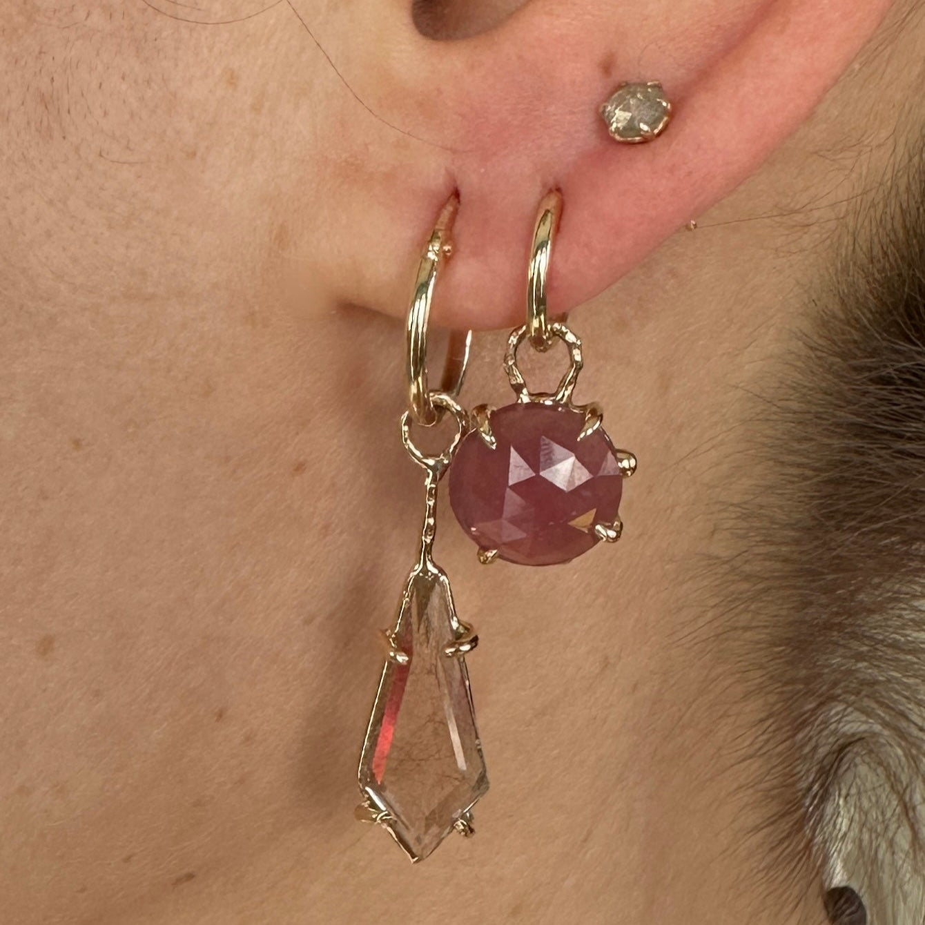 Gemma Pink Sapphire Hoop In Gold