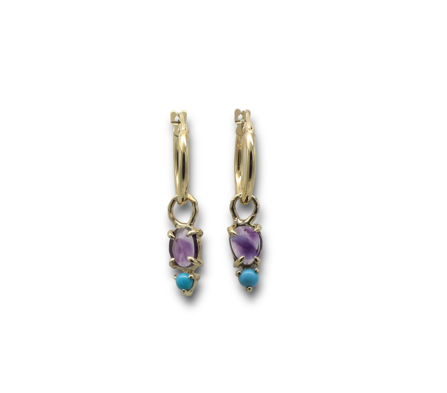 Aeliana Amethyst and Turquoise Hoops