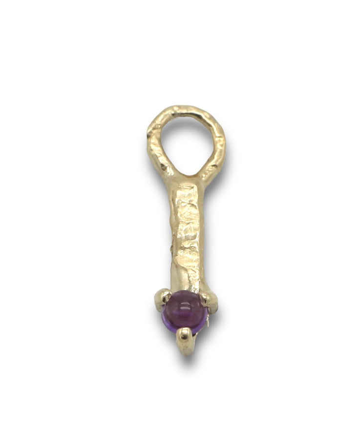 Gemma Amethyst Drop Hoop in Gold