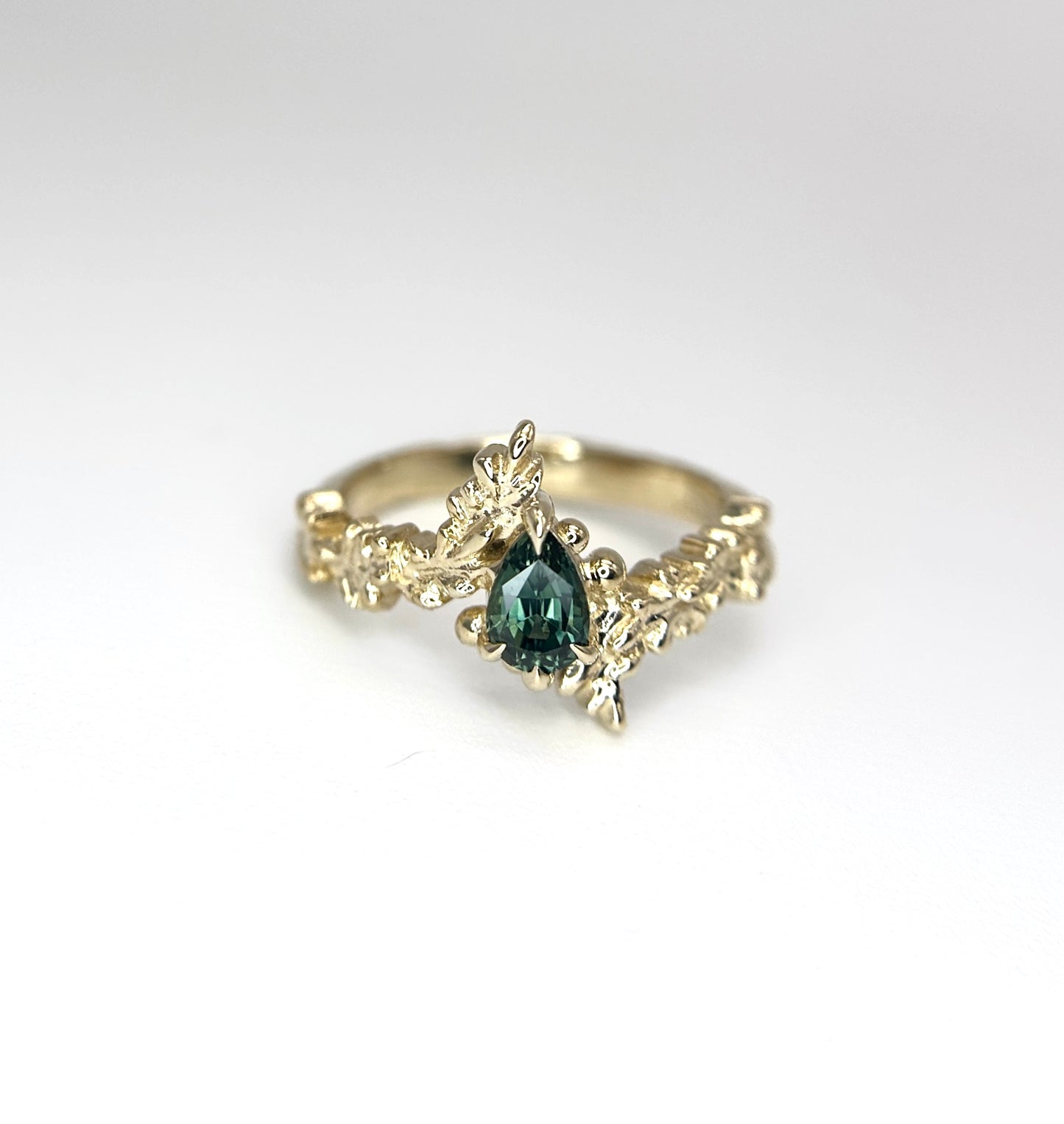 *SALE 15% off* Silvia Green Pear Sapphire Ring