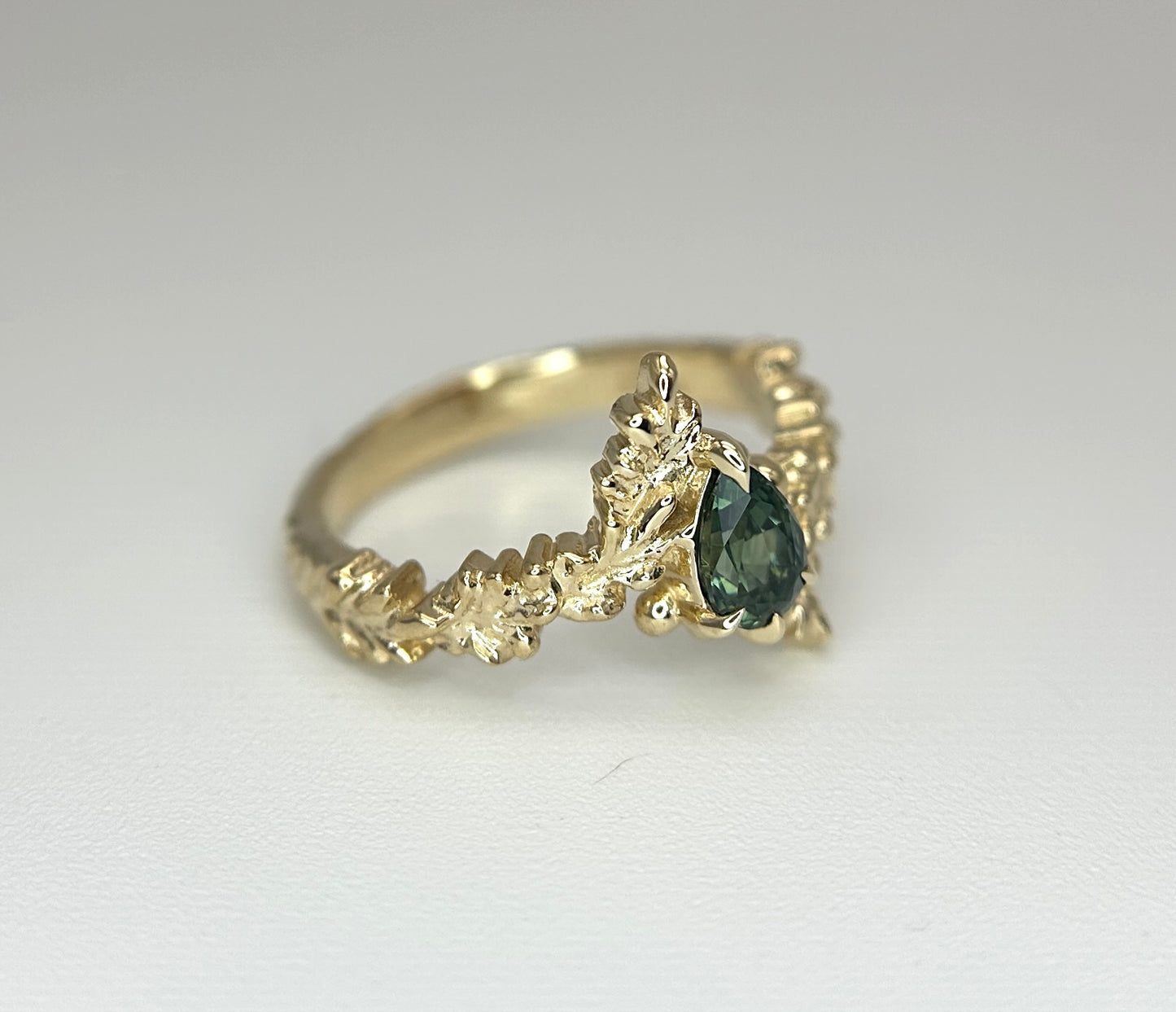 *SALE 15% off* Silvia Green Pear Sapphire Ring
