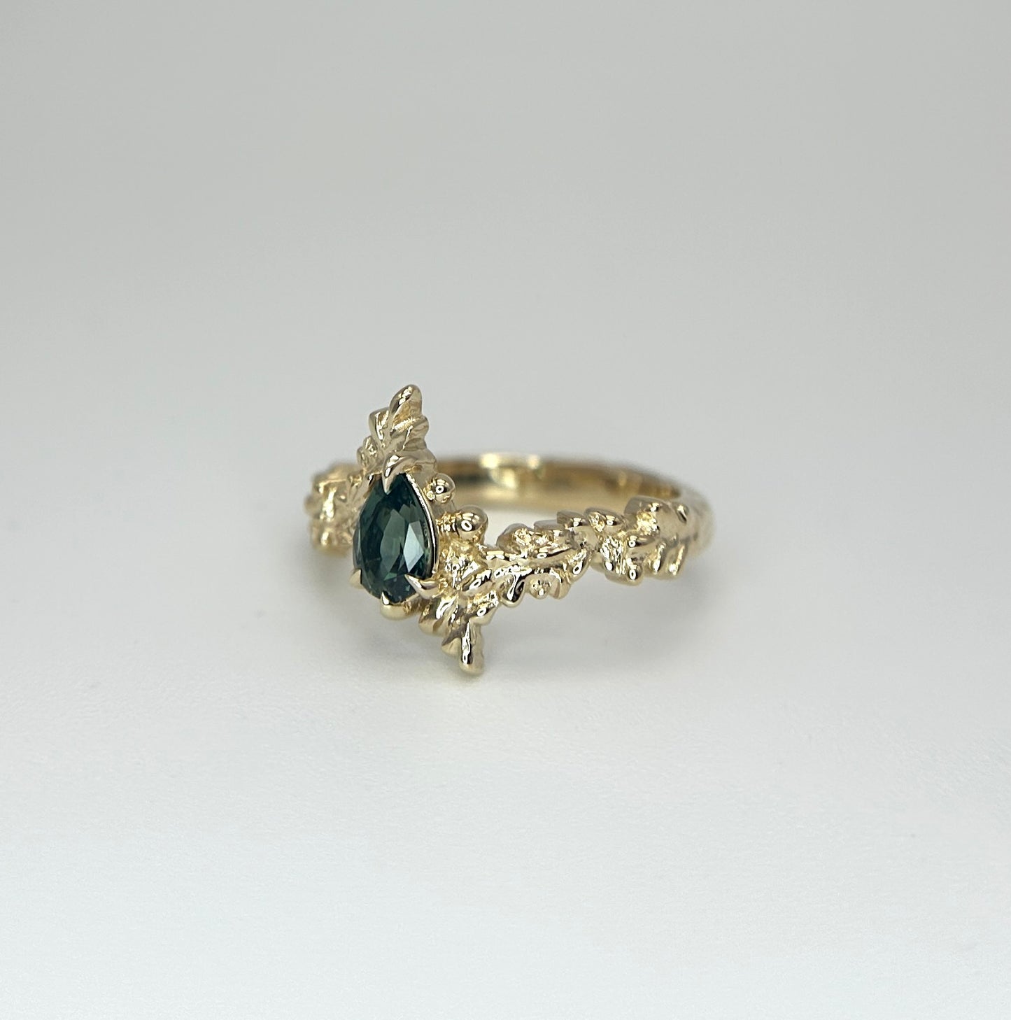 *SALE 15% off* Silvia Green Pear Sapphire Ring