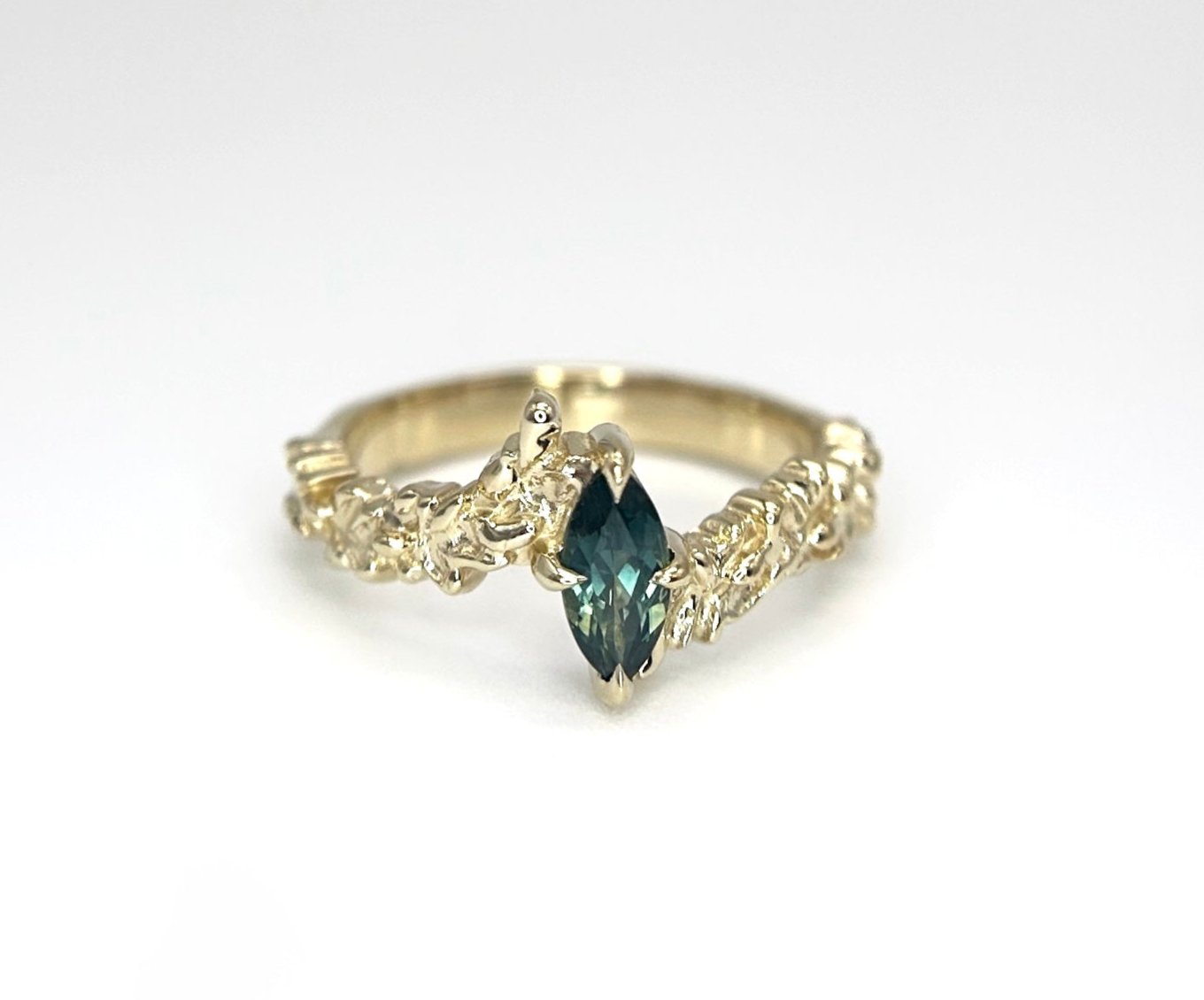 *SALE 15% off* Silvia Teal Marquise Sapphire Ring