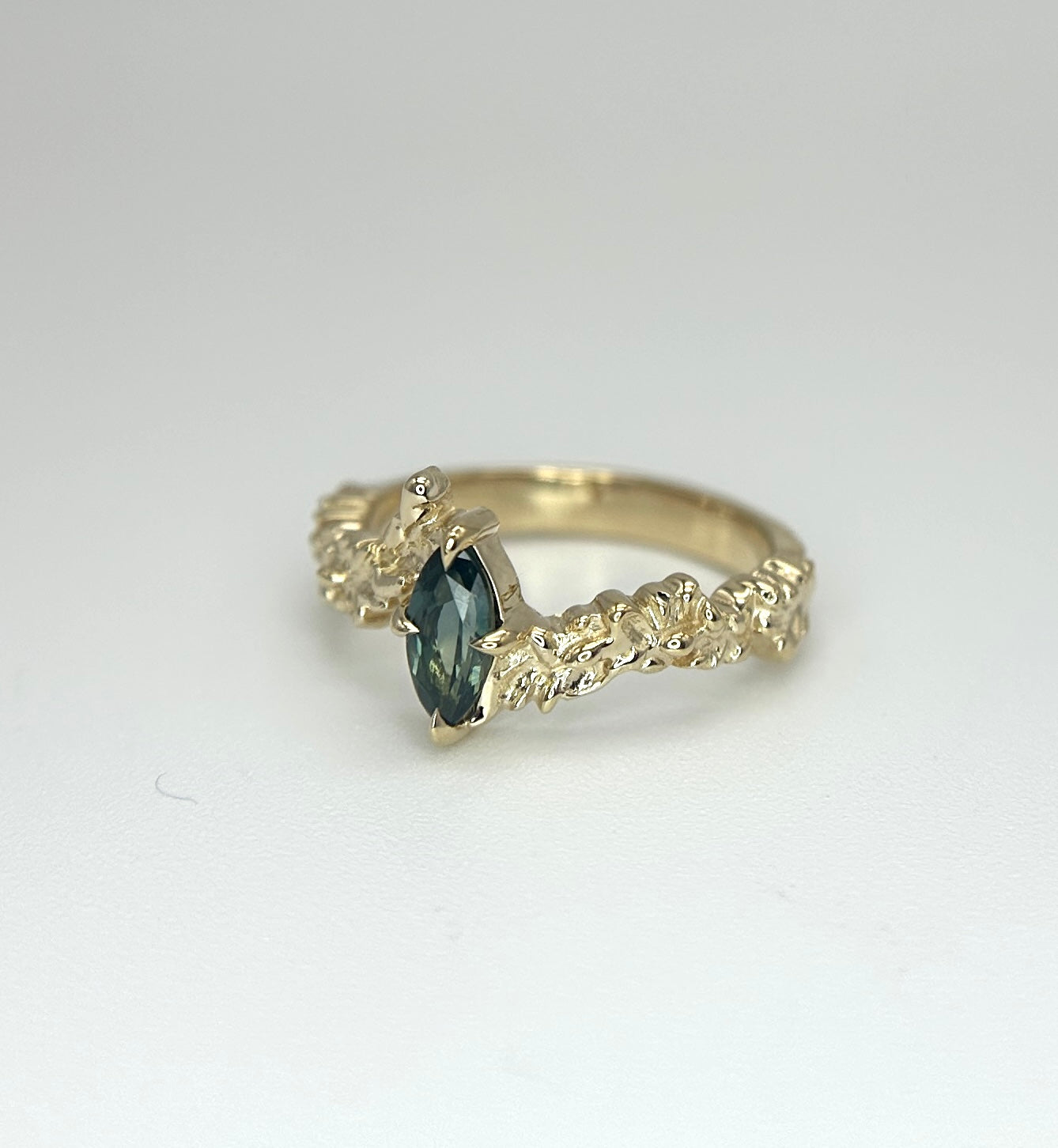 *SALE 15% off* Silvia Teal Marquise Sapphire Ring