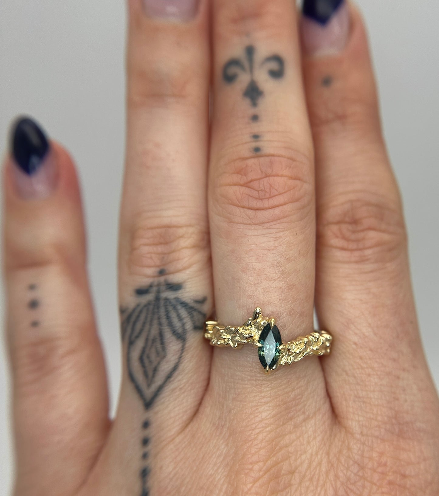 *SALE 15% off* Silvia Teal Marquise Sapphire Ring