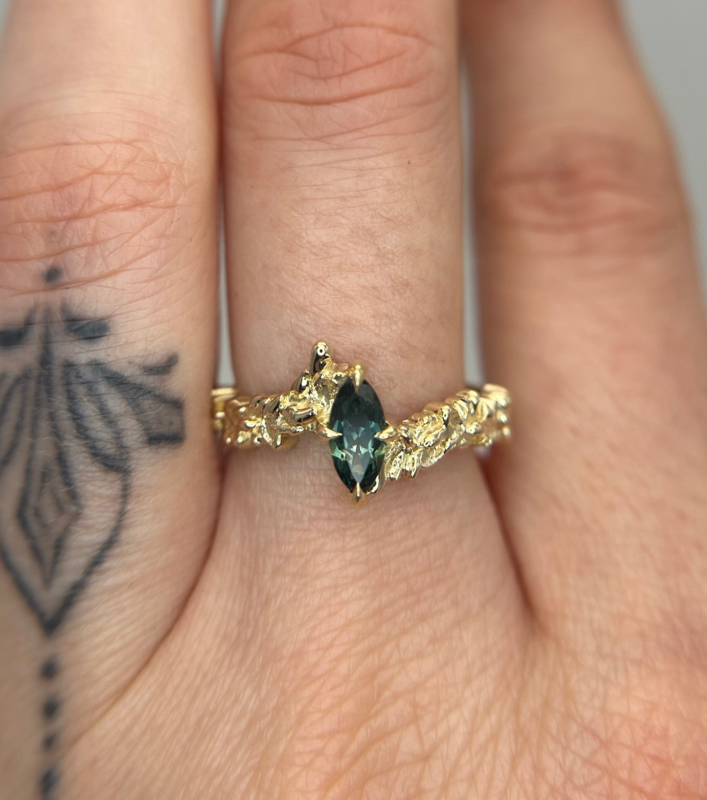 *SALE 15% off* Silvia Teal Marquise Sapphire Ring