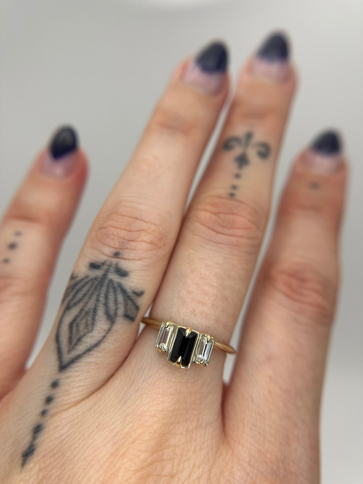 *SALE 15% off* Nox Black Spinel and White Sapphire Ballerina Band