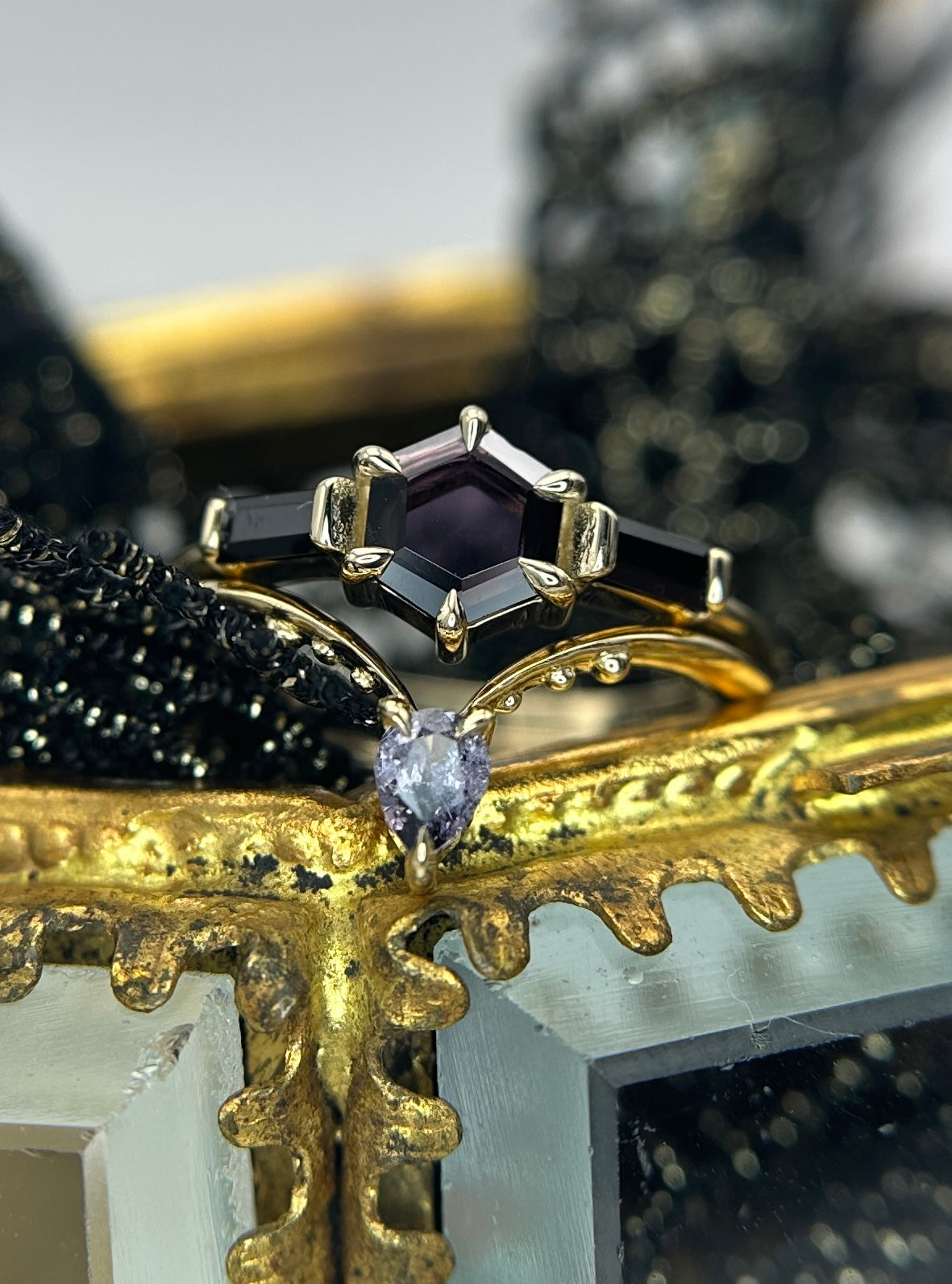 *SALE 15% off* Empire Purple and Black Spinel Ring