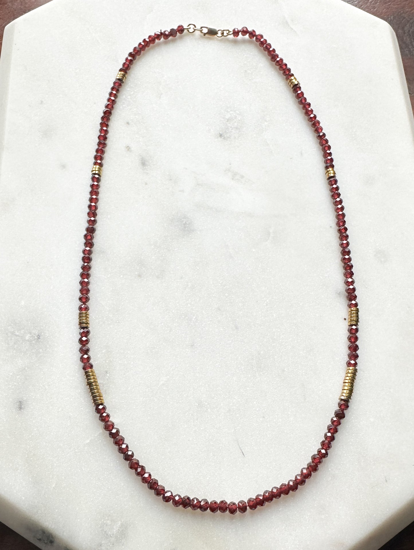 Maeve Red Garnet and Pyrite Bead Necklace