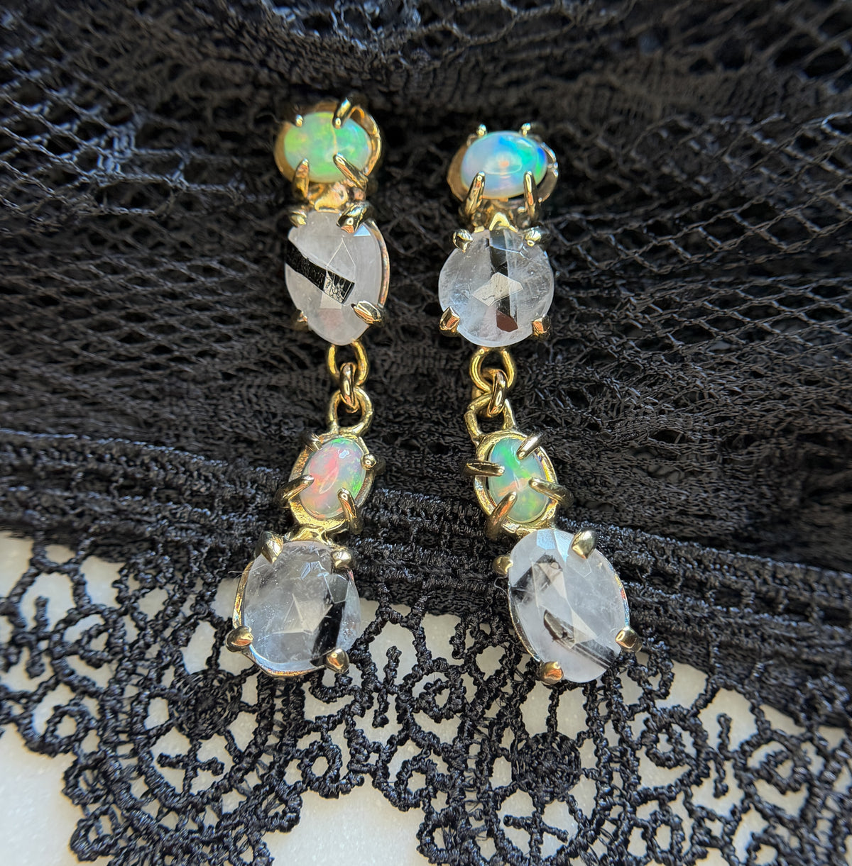 Regiis Opal and Tourmalated Quartz Drops
