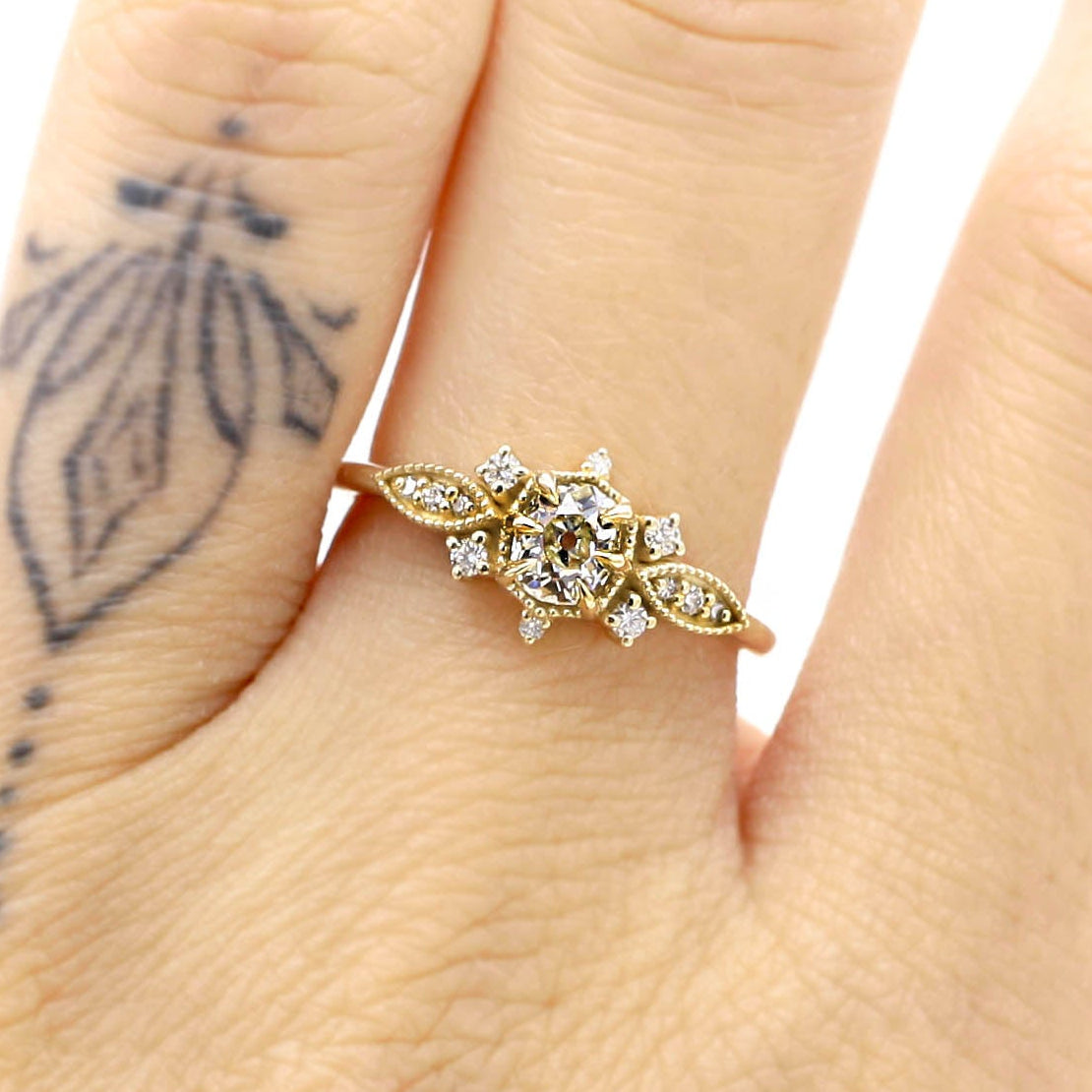 Stella Antique Old Euro Cut Diamond Ring