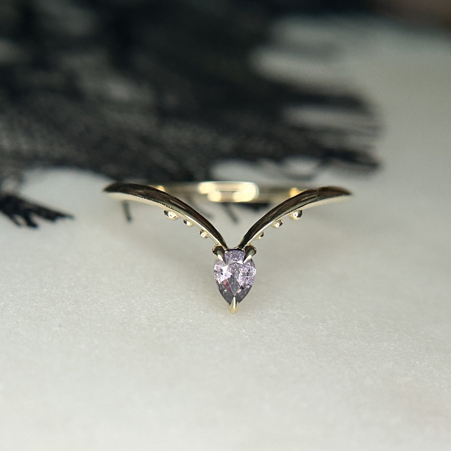 *SALE 15% off* Reina Purple Pear Spinel Fitted Band Ring