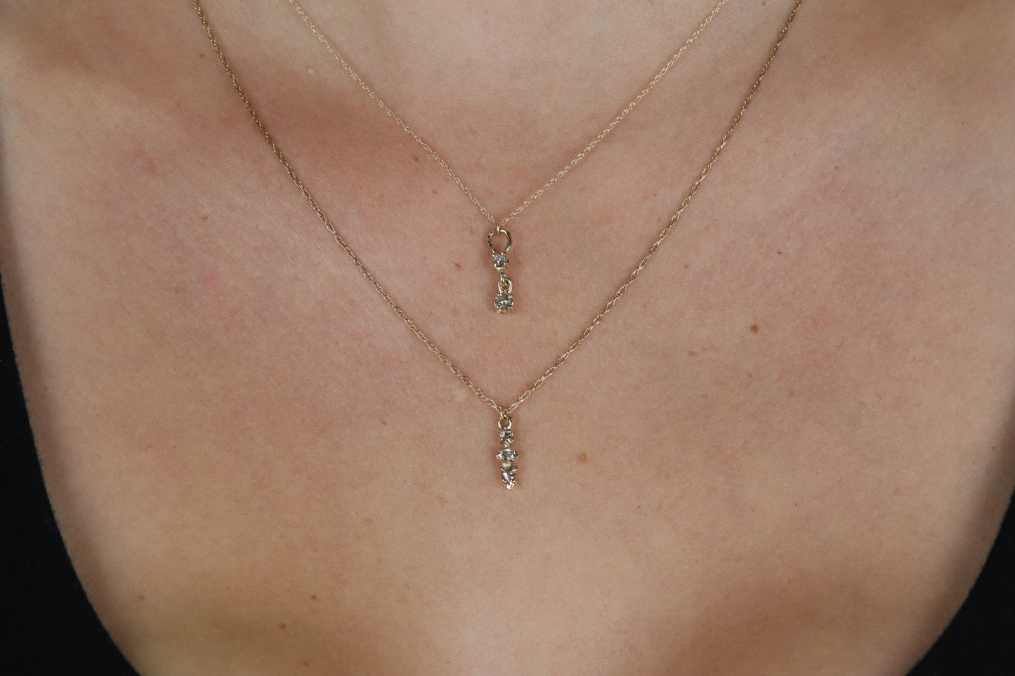 Gemini Drop Salt and Pepper Diamond Necklace
