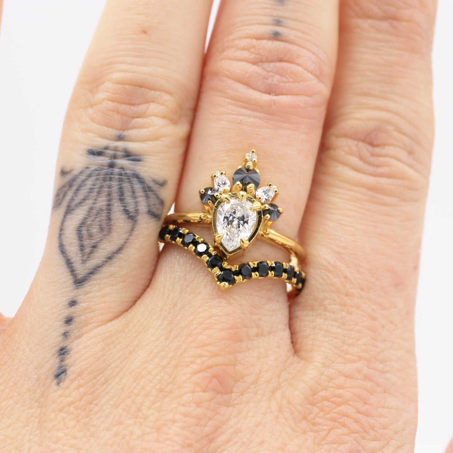 Reina Black and White Diamond Ring
