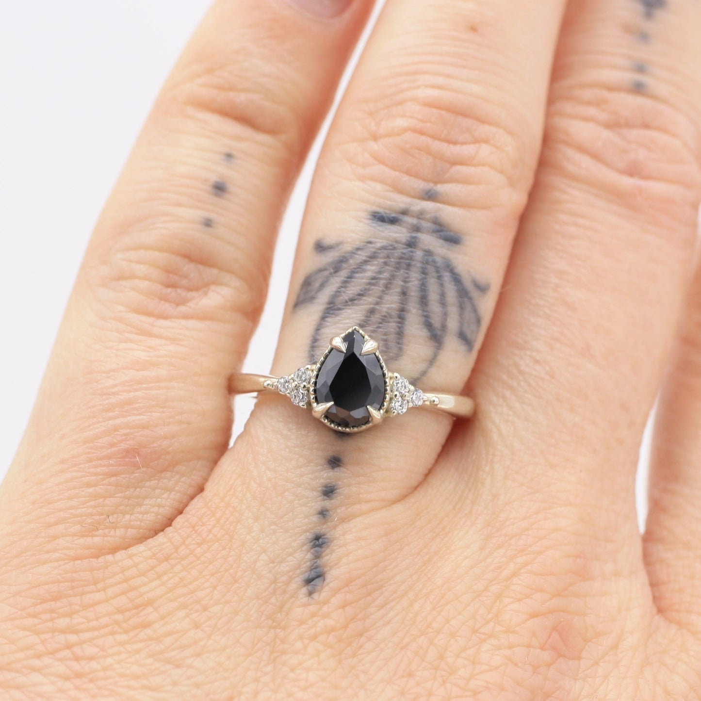 Lyra Pear Black Diamond Ring