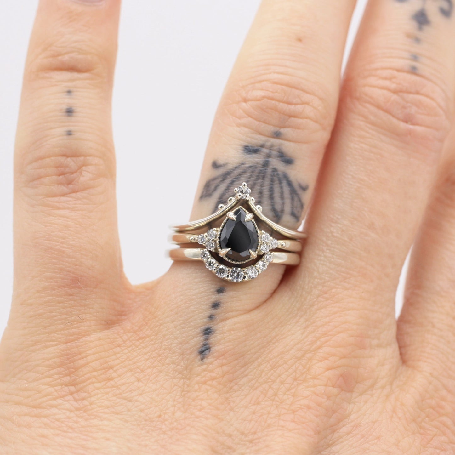 Lyra Pear Black Diamond Ring
