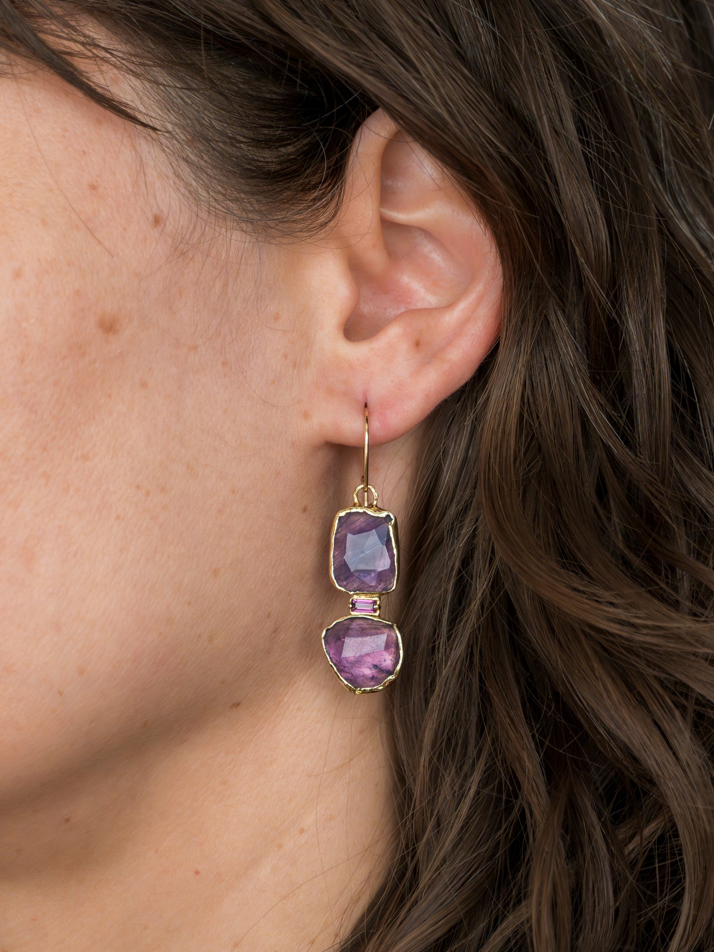 Gemma Amethyst and Garnet Drop Earrings