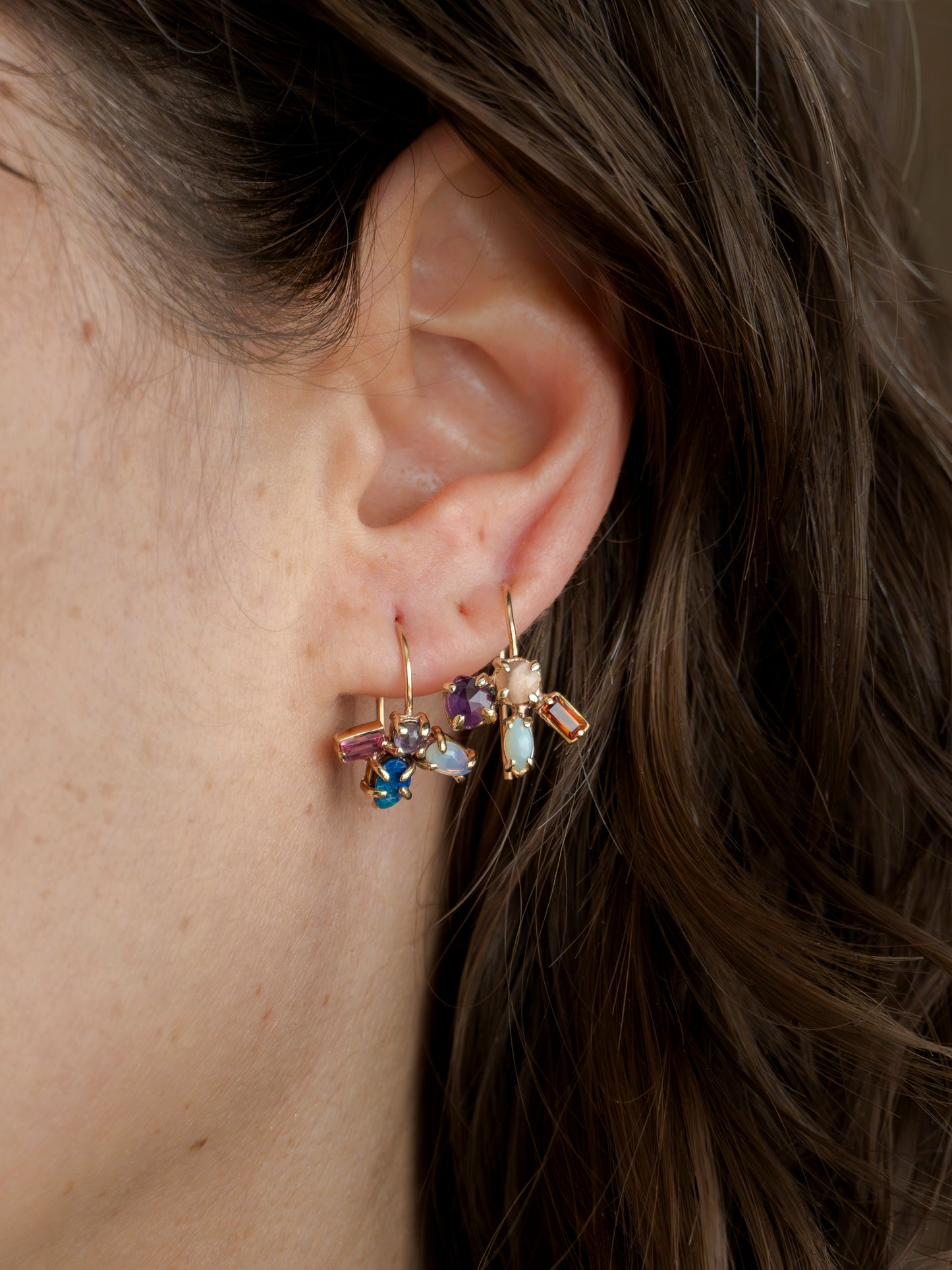 Gemma Multi Colour Mis-Matched Drop Earrings