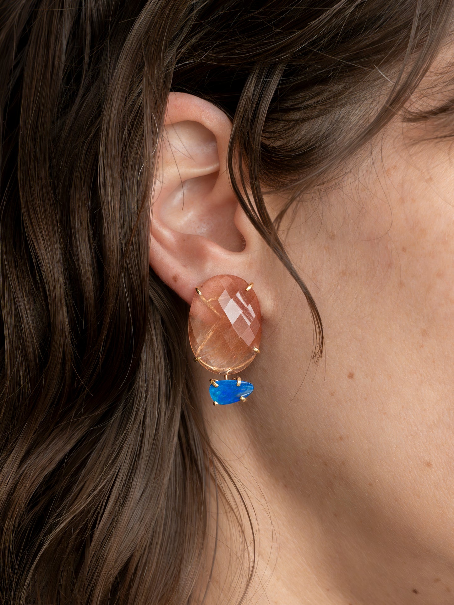 *SALE 15% off* Regiis Rutilated Quartz and Opal Studs
