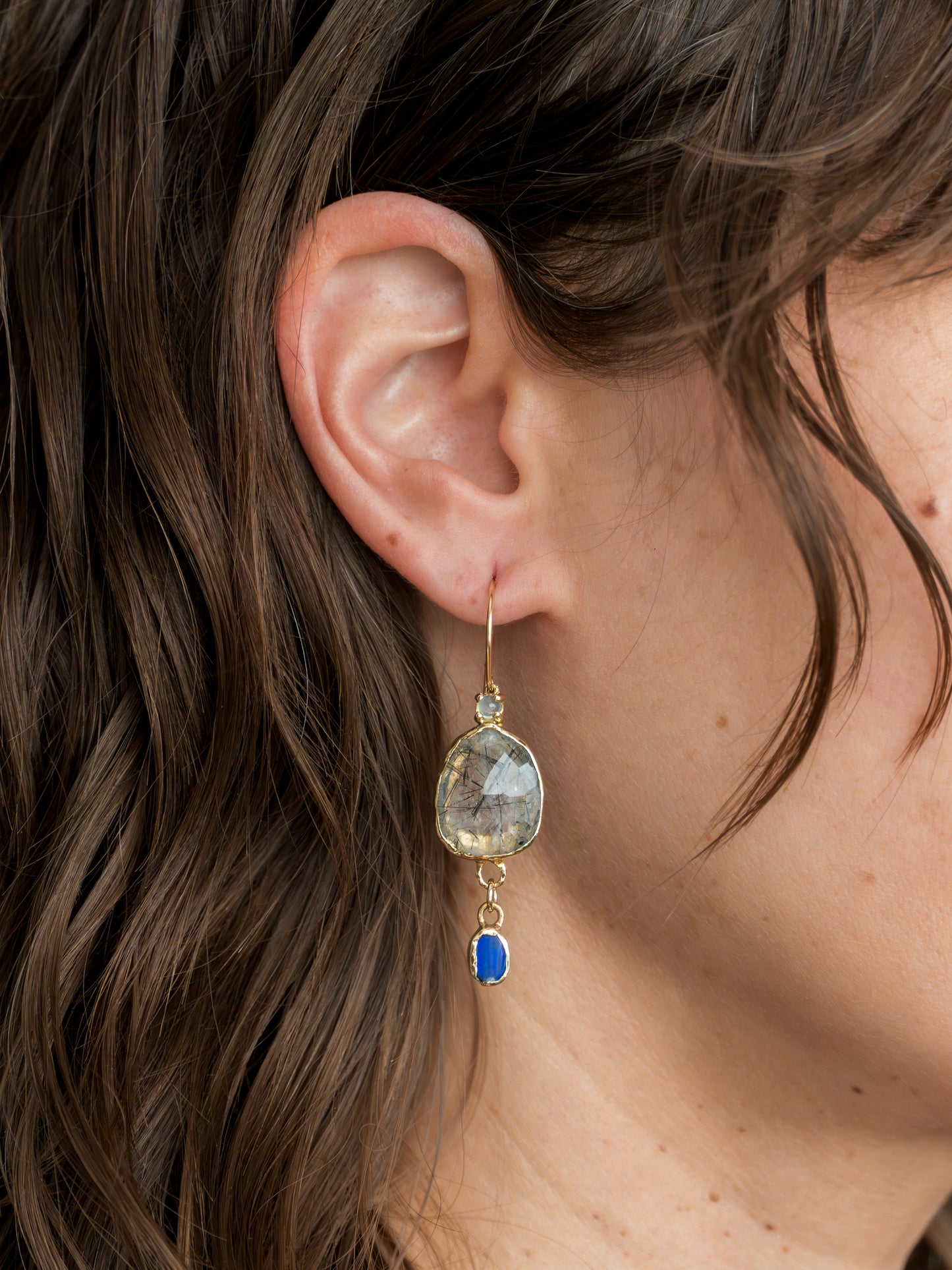 Regiis Tourmalated Quartz and Opal Drop Earrings