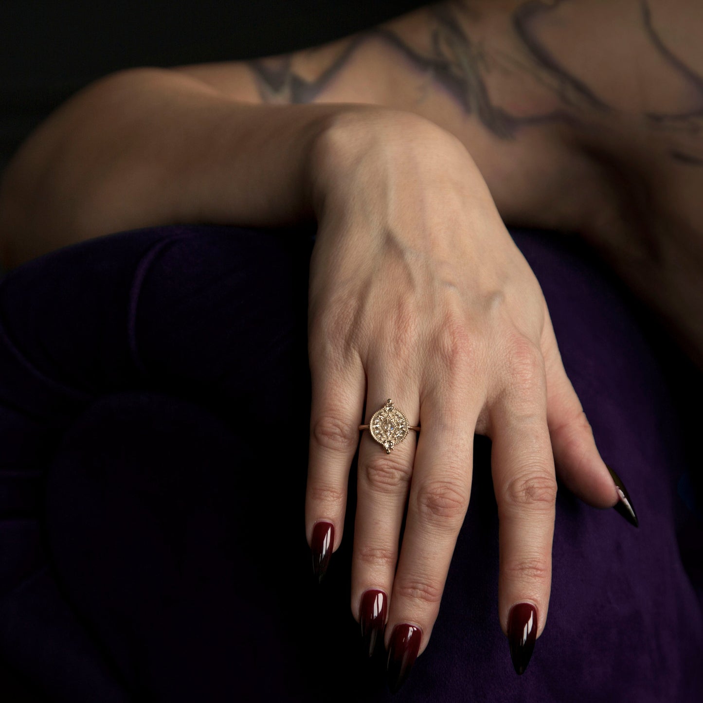 *SALE 35% off* Eowyn Rose Cut Diamond Shield Ring