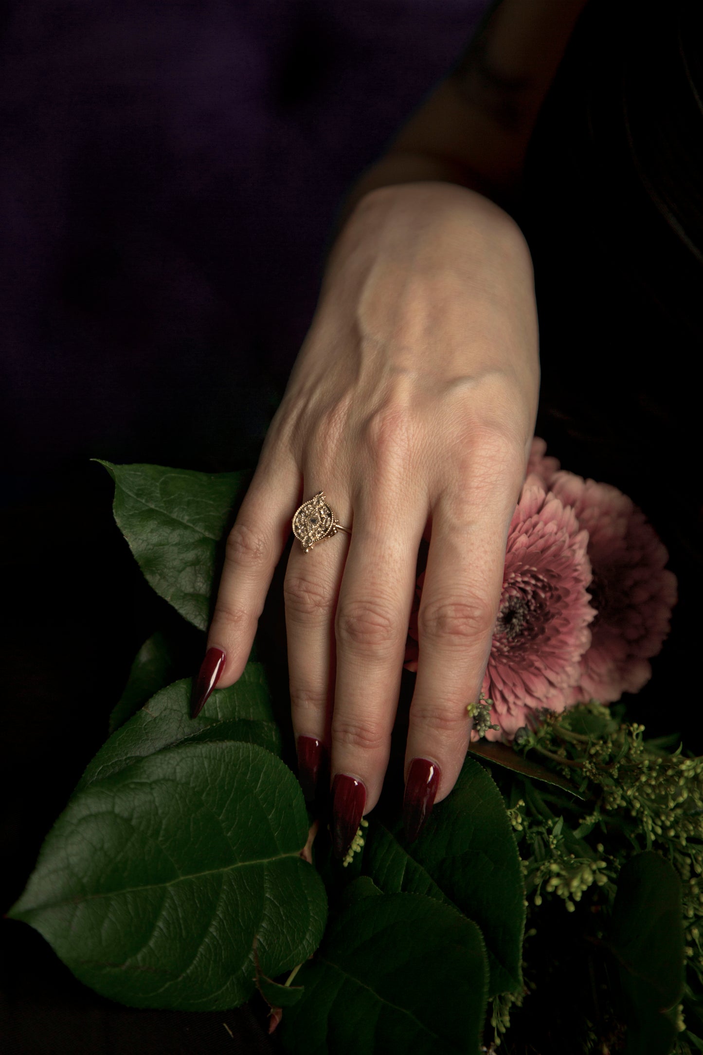 *SALE 35% off* Eowyn Rose Cut Diamond Shield Ring