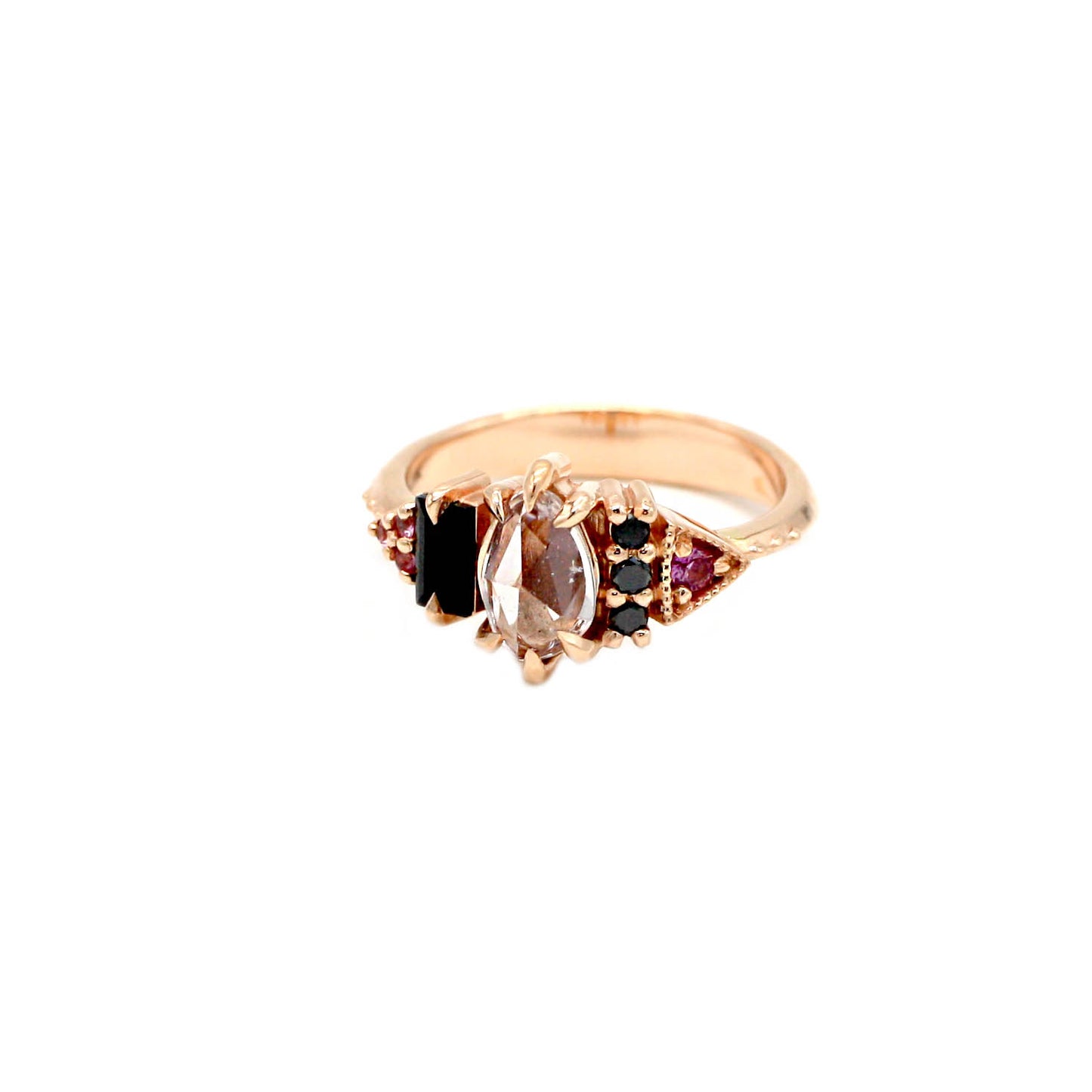*SALE 35% off* Lucretia Pink Sapphire and Black Diamond Ring