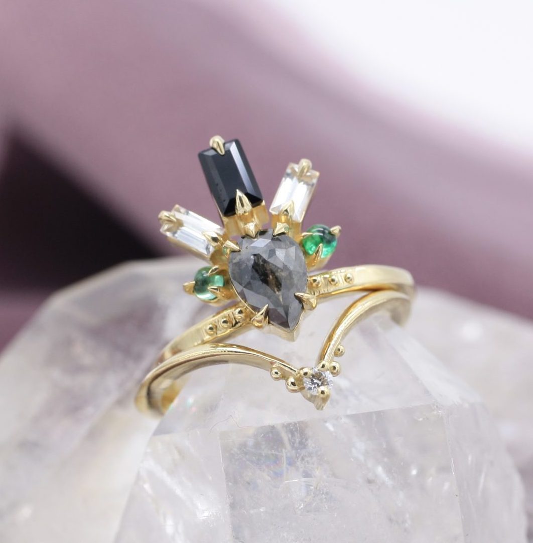 Reina Black Diamond Pear Ring