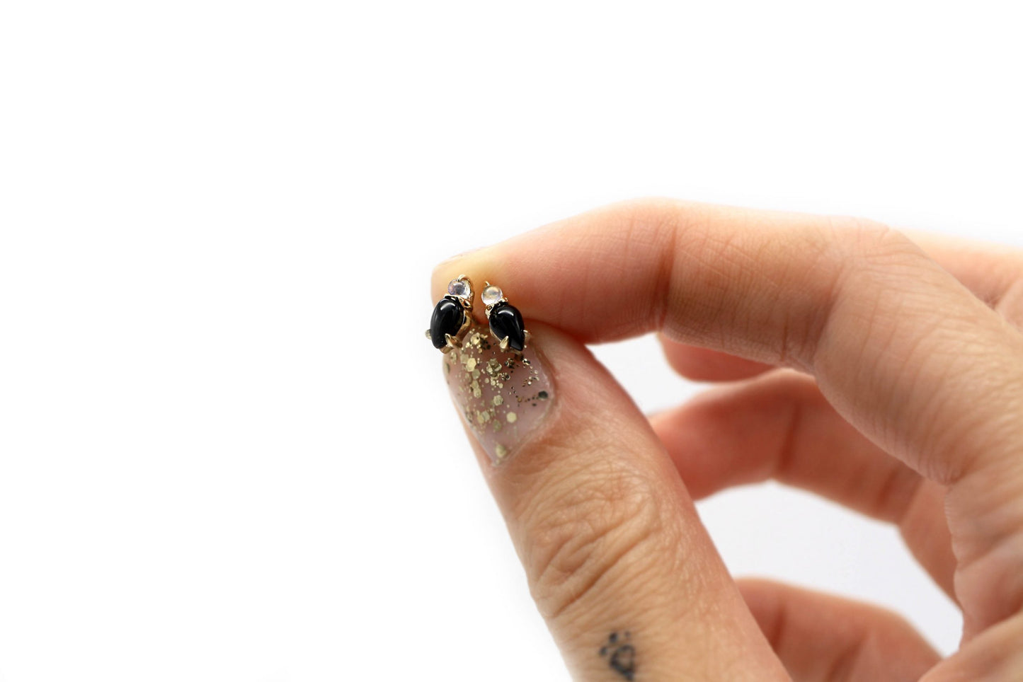 Nox Onyx and Moonstone Studs