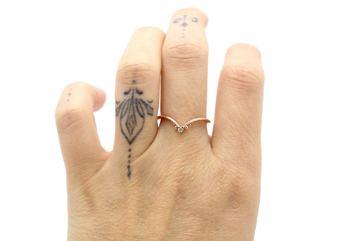 Reina Champagne Diamond Fitted Rose Band