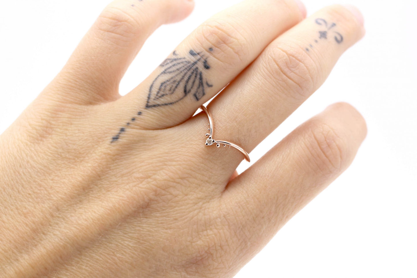 Reina Champagne Diamond Fitted Rose Band