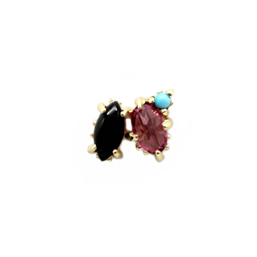 Laetus Multi-Colour 3 Stone Single Stud