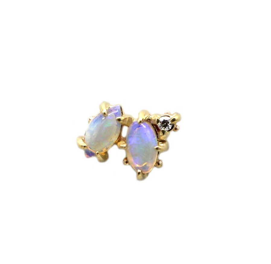 Laetus White 3 Stone Single Stud