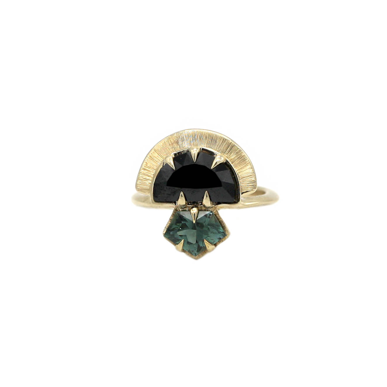 *SALE 15% off* Yzma Black Spinel and Mint Tourmaline Crowned Ring
