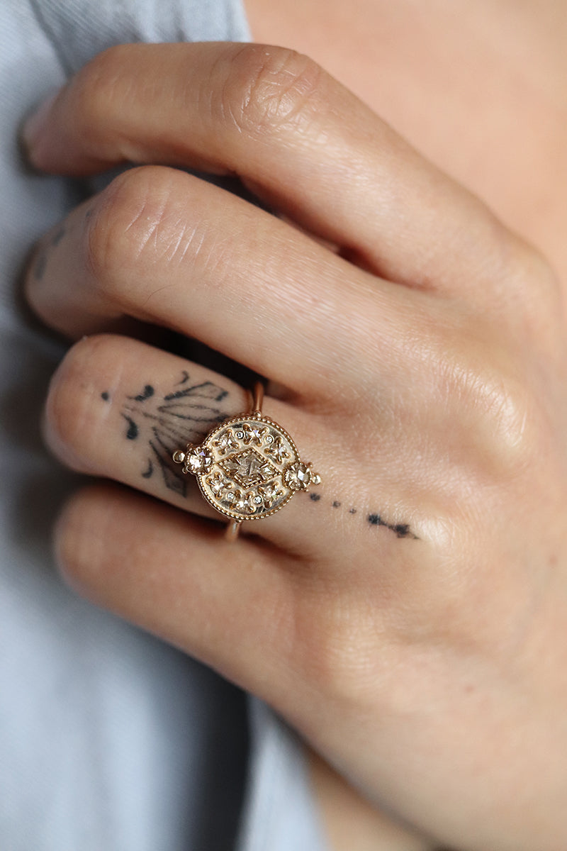 *SALE 35% off* Eowyn Rose Cut Diamond Shield Ring
