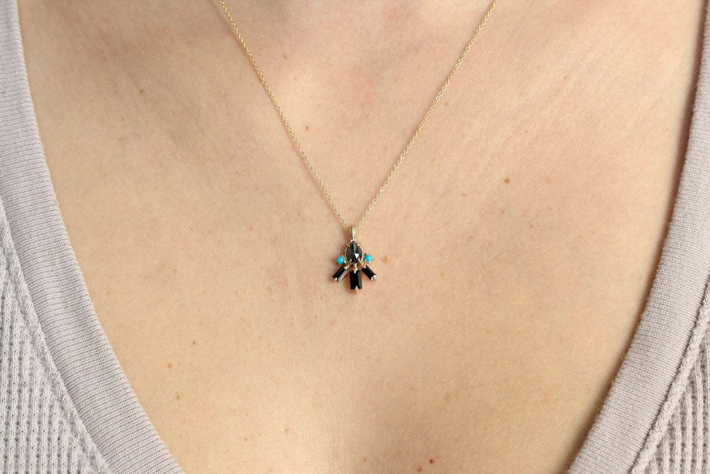 Reina Black and Turquoise Necklace