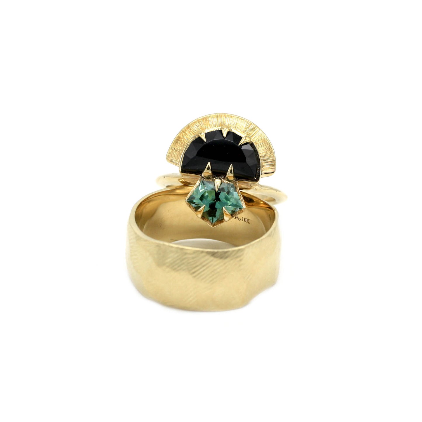 *SALE 15% off* Yzma Black Spinel and Mint Tourmaline Crowned Ring