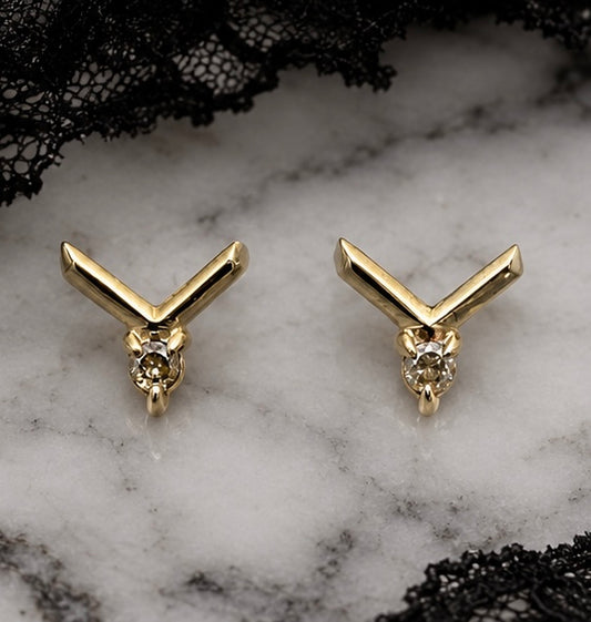 Luna V Champagne Diamond Studs