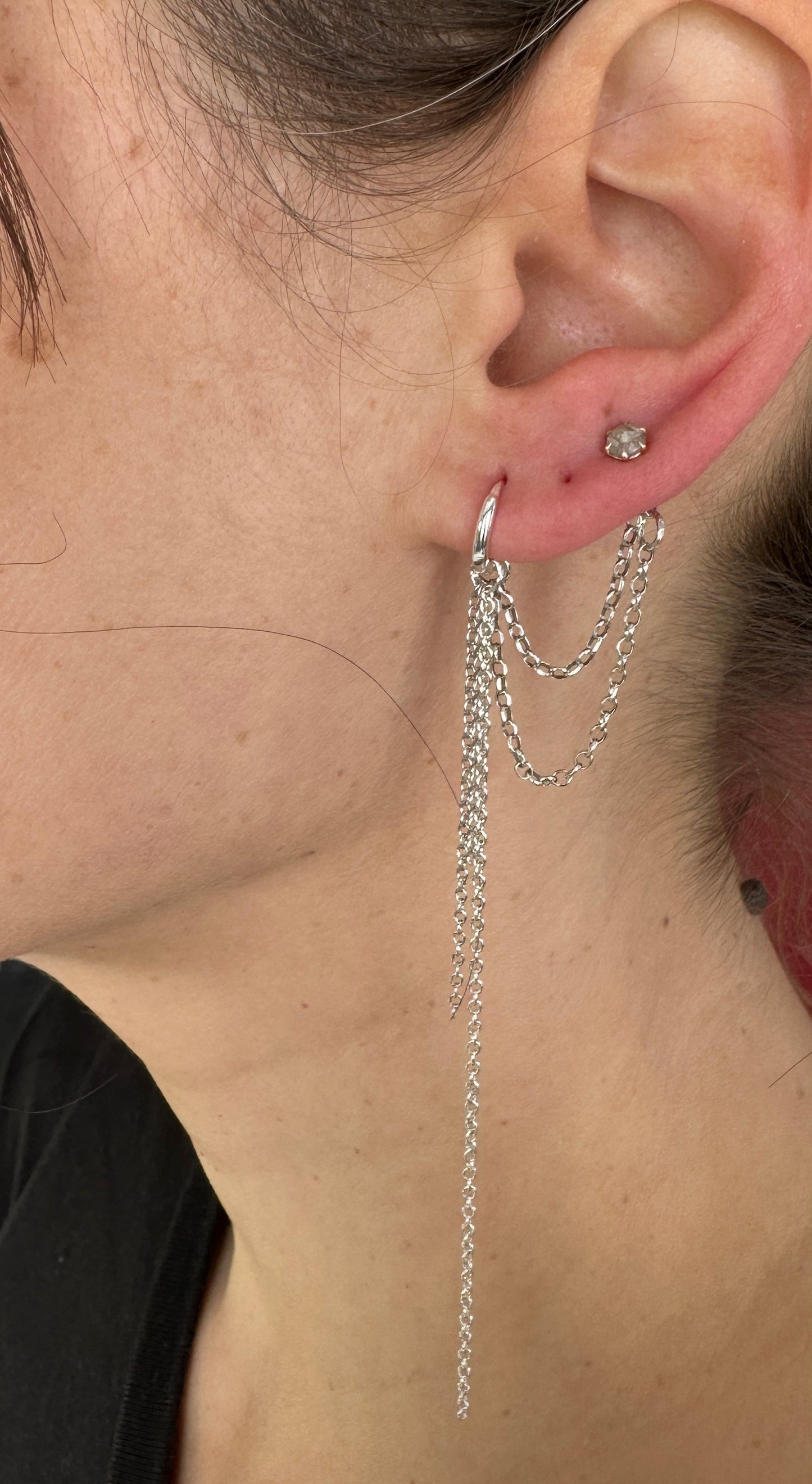 Double Chain Earring Enhancer in Silver