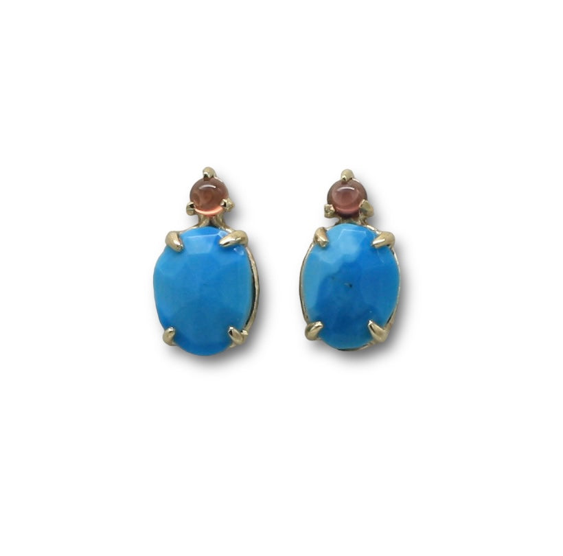 Laetus Turquoise and Pink Tourmaline Studs