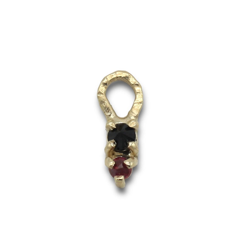 Gemma Black Spinel and Ruby Hoop in Gold