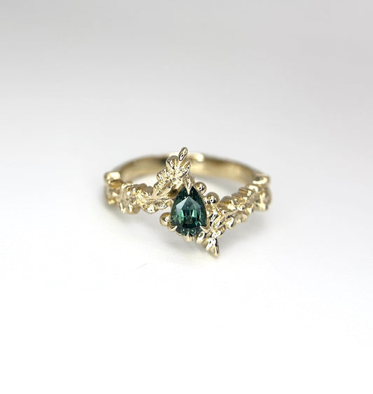 Silvia Green Pear Sapphire Ring