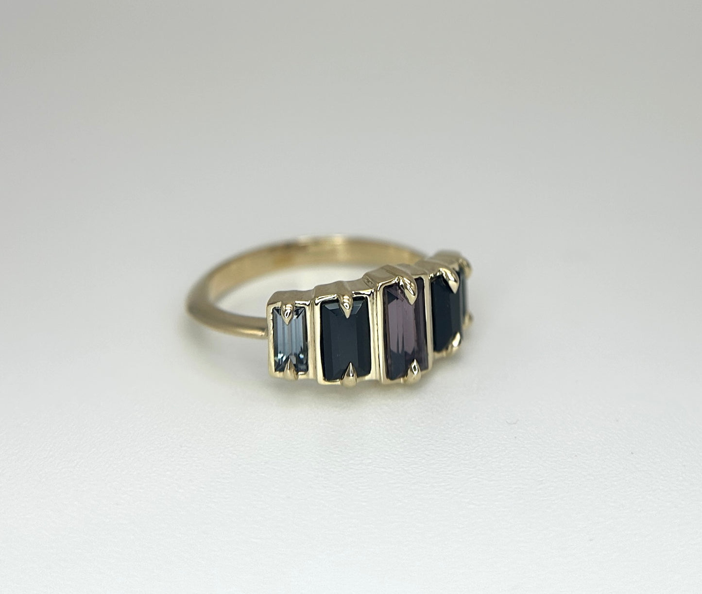 Nox Purple, Black and Silver Spinel Deco Step Ring