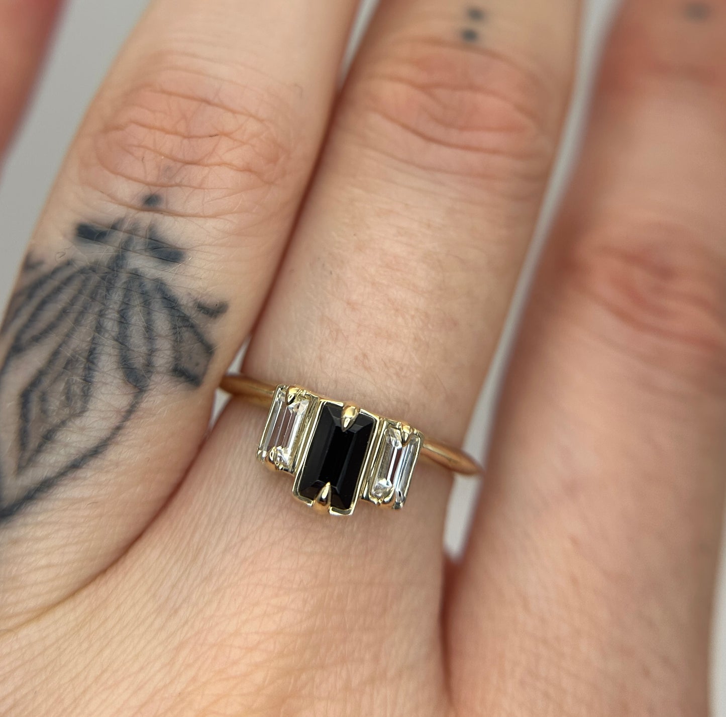 Nox Black Spinel and White Sapphire Ballerina Band