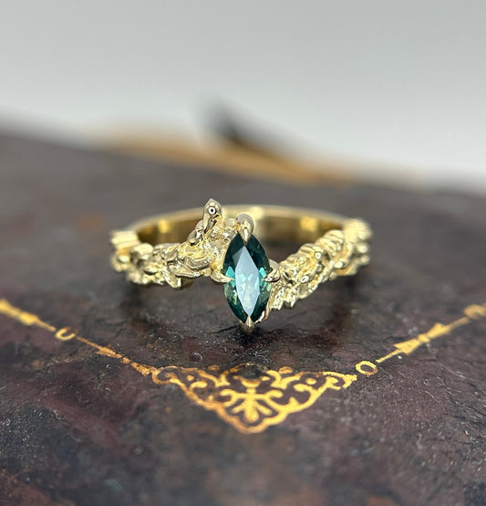 *SALE 15% off* Silvia Teal Marquise Sapphire Ring