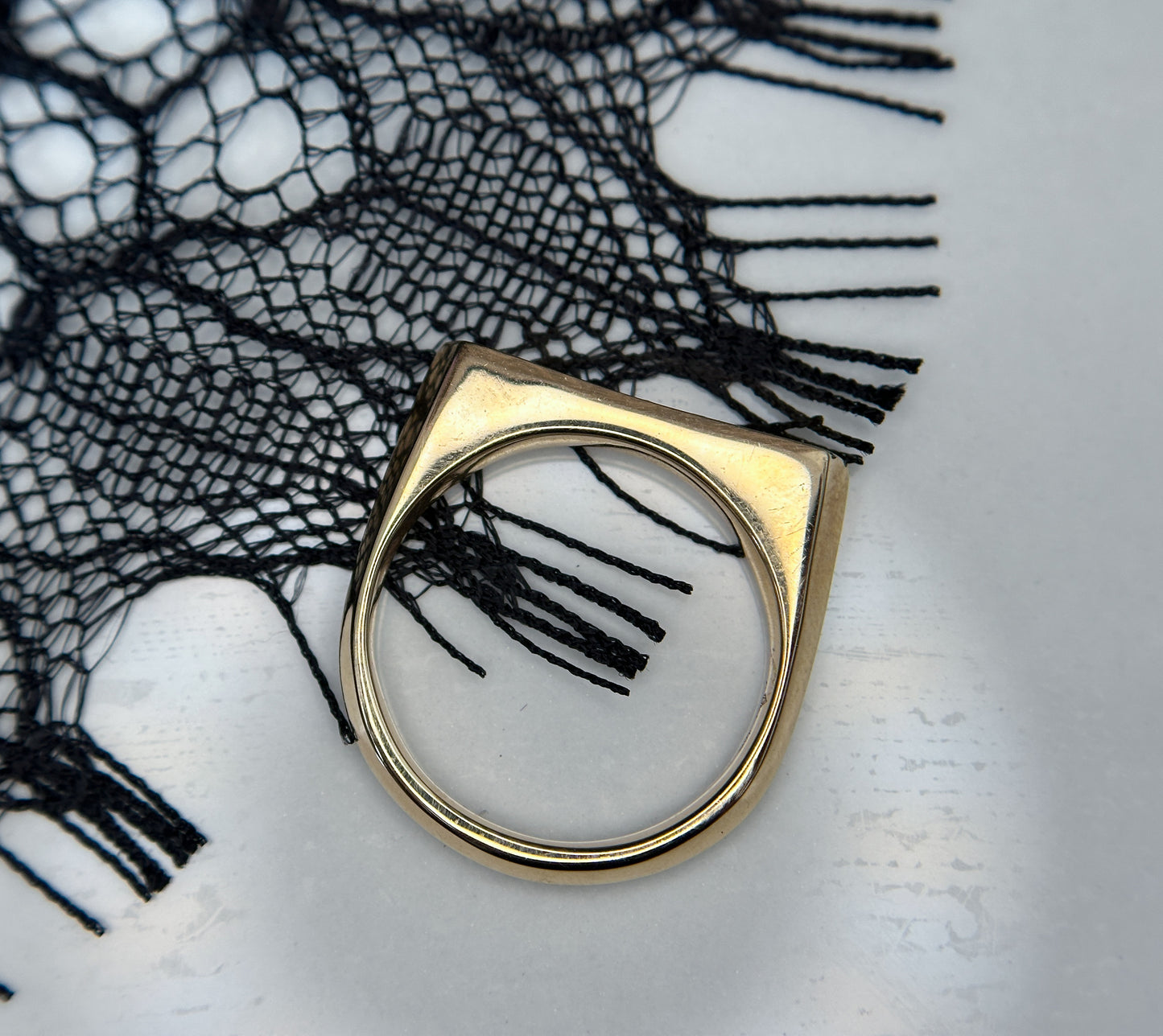 Oscura Black Diamond Signet Stacking Ring