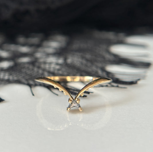 Reina Luna Light Salt & Pepper Moon Ring