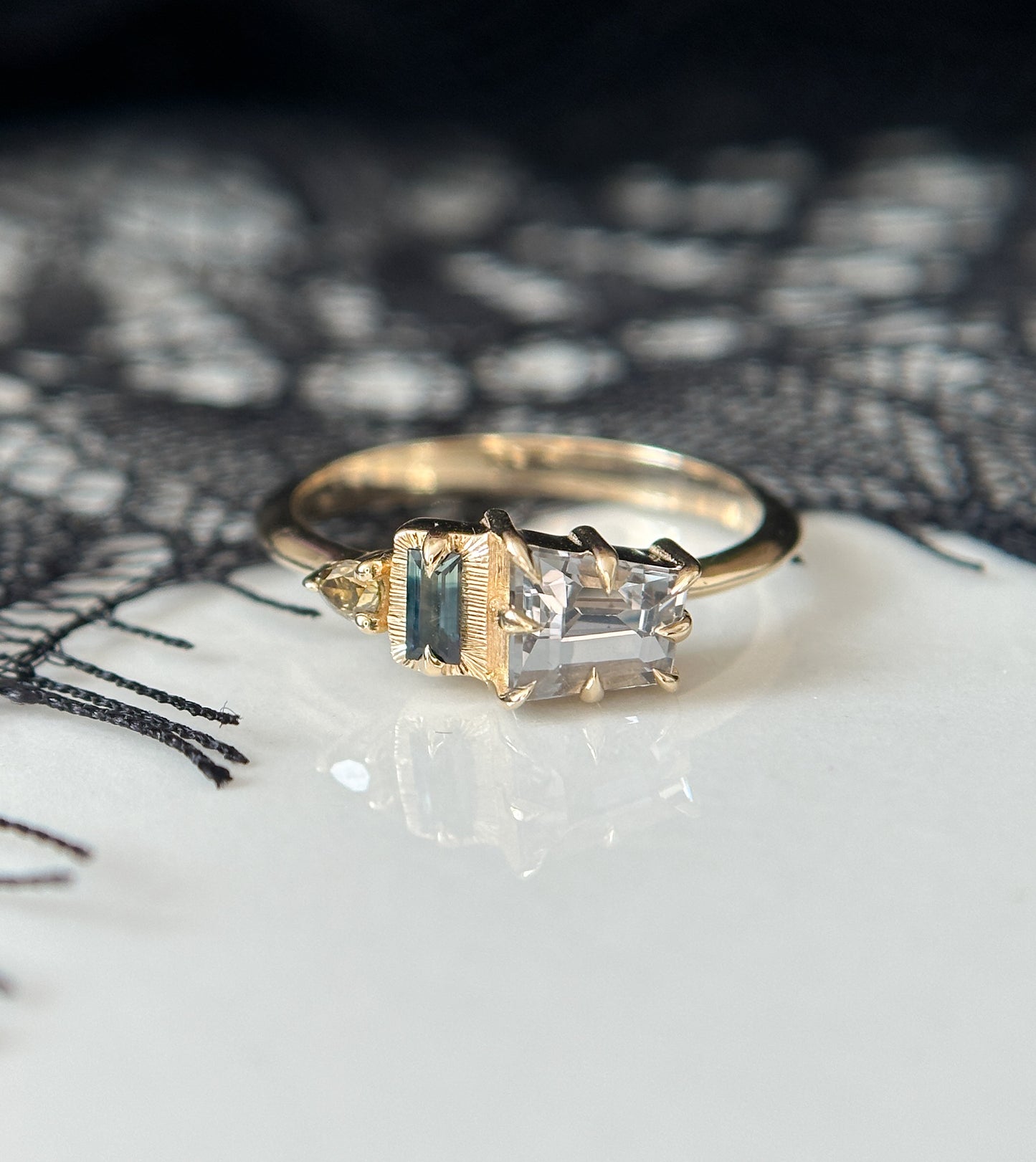 Empire Asymmetric Three Stone Ring